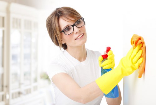 Home deep cleaning checklist items arranged on a cleaning cart