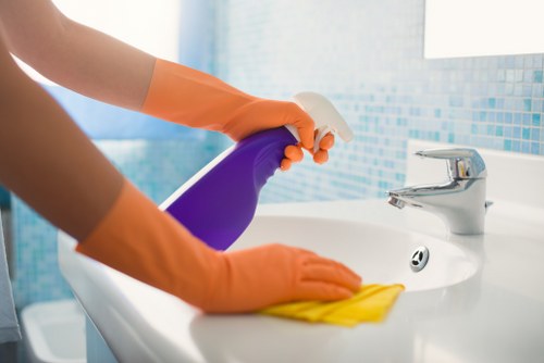 Professional domestic cleaning in a modern living room