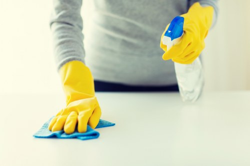 Business interior cleaned by commercial cleaning professionals