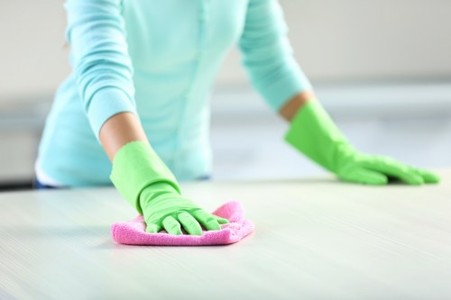 Spot stain removal on carpet with cleaning tools and a cloth