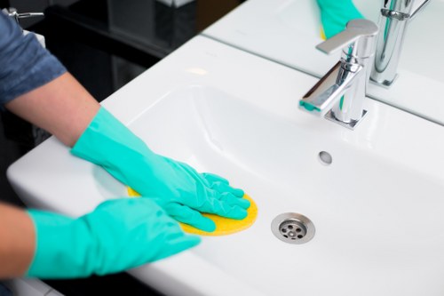 Professional post-construction cleaning in a home interior