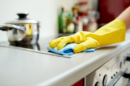 Microfiber couch being spot cleaned carefully
