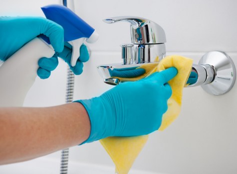 House cleaning tools arranged for residential cleaning