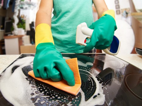 Professional cleaning team maintaining a business lobby